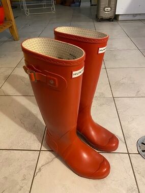 Hunter Red Tall Rain Boots
